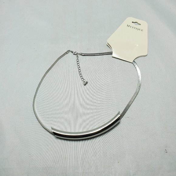 Mystique silver slider bar  necklace with snake chain - Picture 2 of 6